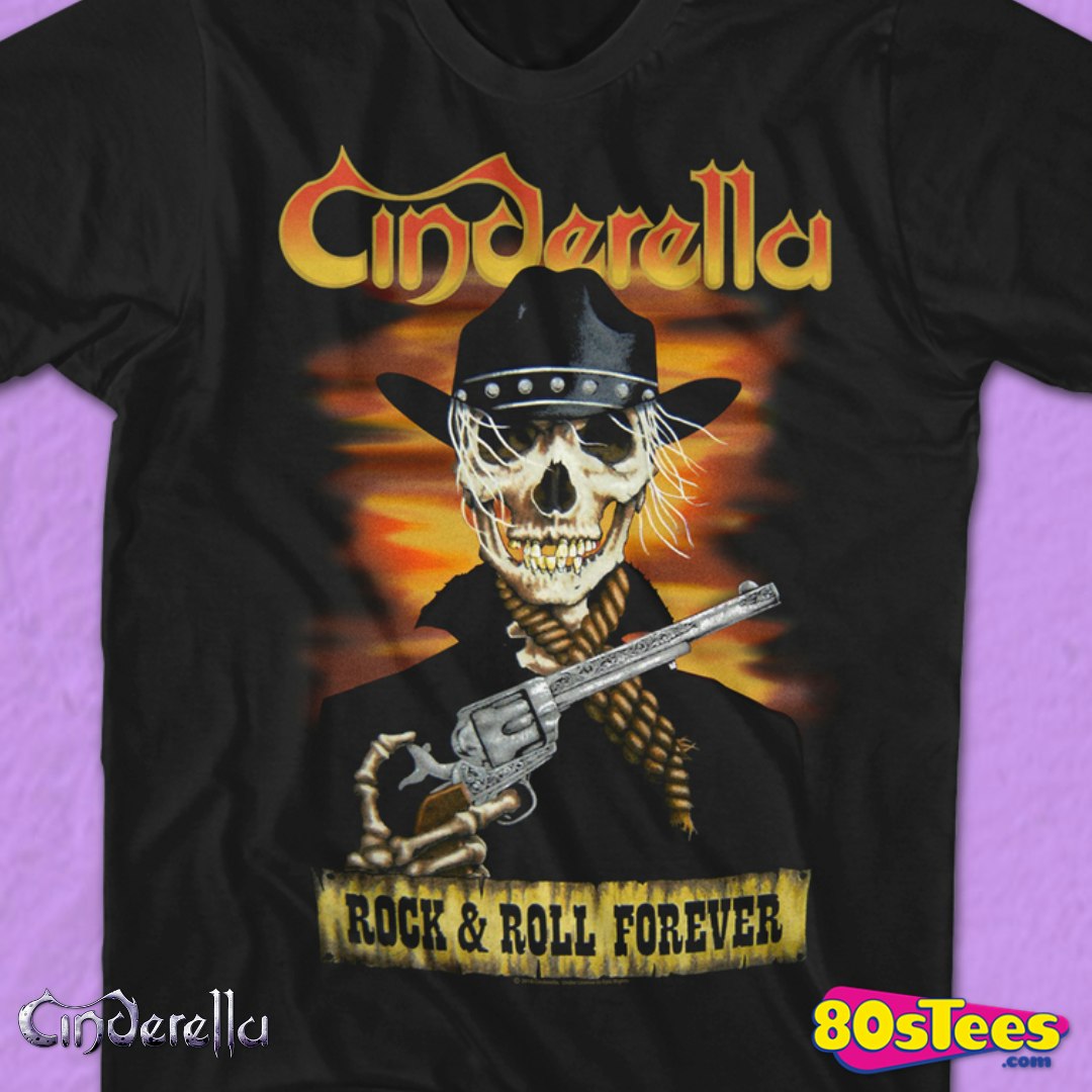 Cinderella Rock Band Tall T-Shirt Rock and Roll Forever Black Tee